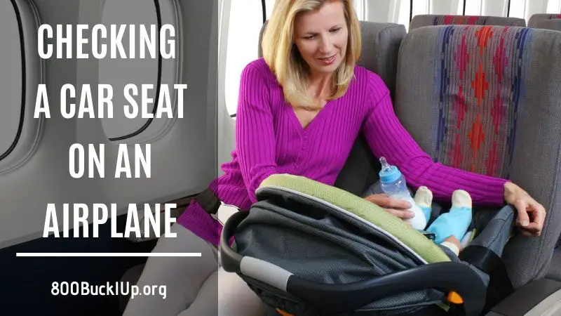 checking a car seat on an airplane